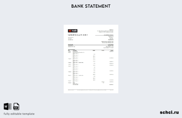 цифровая загрузка шаблона Excel банковской выписки NAB Австралии